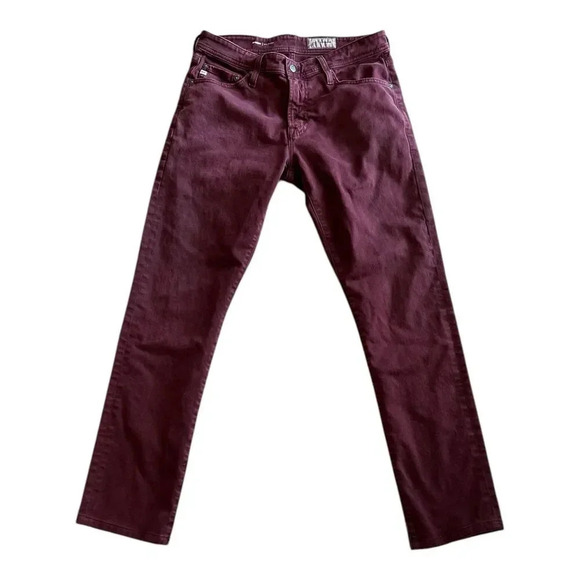 AG Adriano Goldschmied Burgundy Everette Slim Straight Jeans 30x33 - Picture 2 of 5